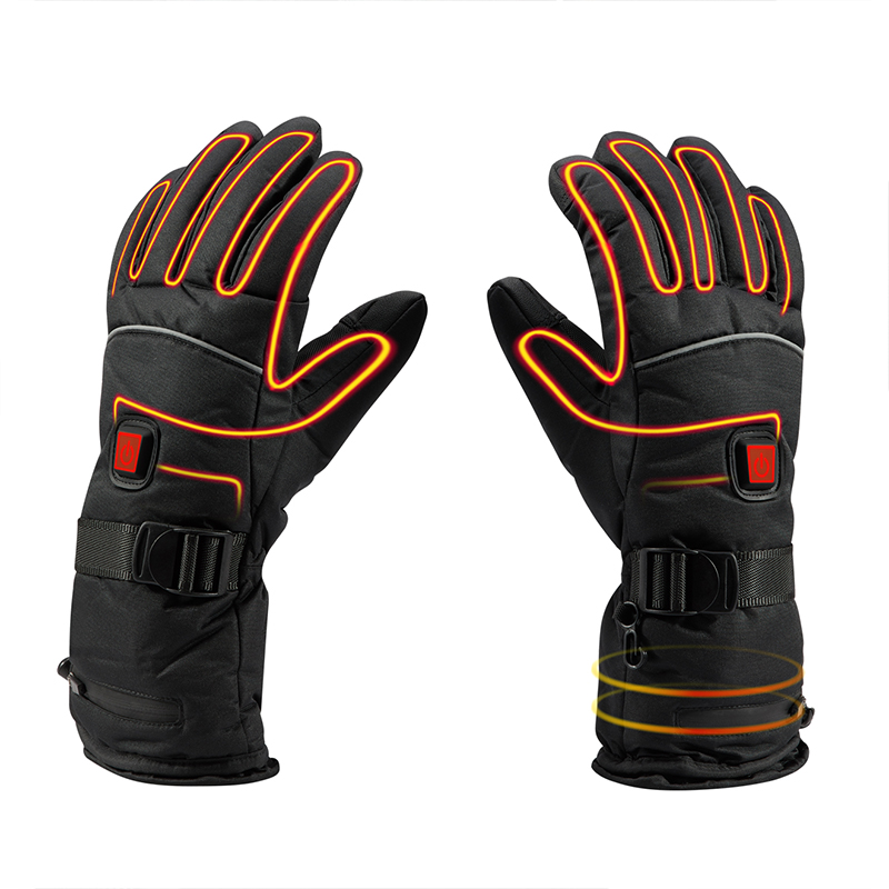 Unisex batteri uppvärmda handskar, elektriska uppvärmda uppladdningsbara handskar för vintermotorcykel